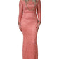 Dolce & Gabbana Pink Embellished Mermaid Lace Gown Dress