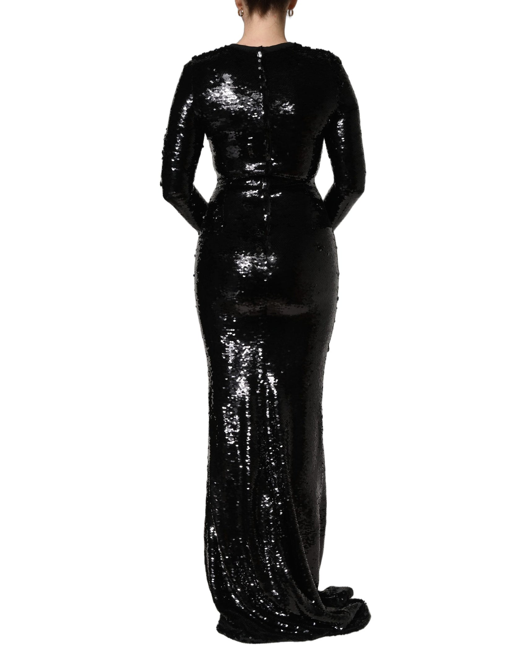 Dolce & Gabbana Black Bodycon Mermaid Sequinned Gown Dress