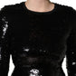 Dolce & Gabbana Black Bodycon Mermaid Sequinned Gown Dress