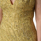 Dolce & Gabbana Gold V-neckline Mermaid Sequinned Gown Dress