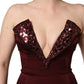 Dolce & Gabbana Maroon Embellished Vneck Evening Gown Dress