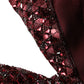 Dolce & Gabbana Maroon Embellished Vneck Evening Gown Dress