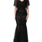 Dolce & Gabbana Black Sequinned Mermaid Evening Gown Dress