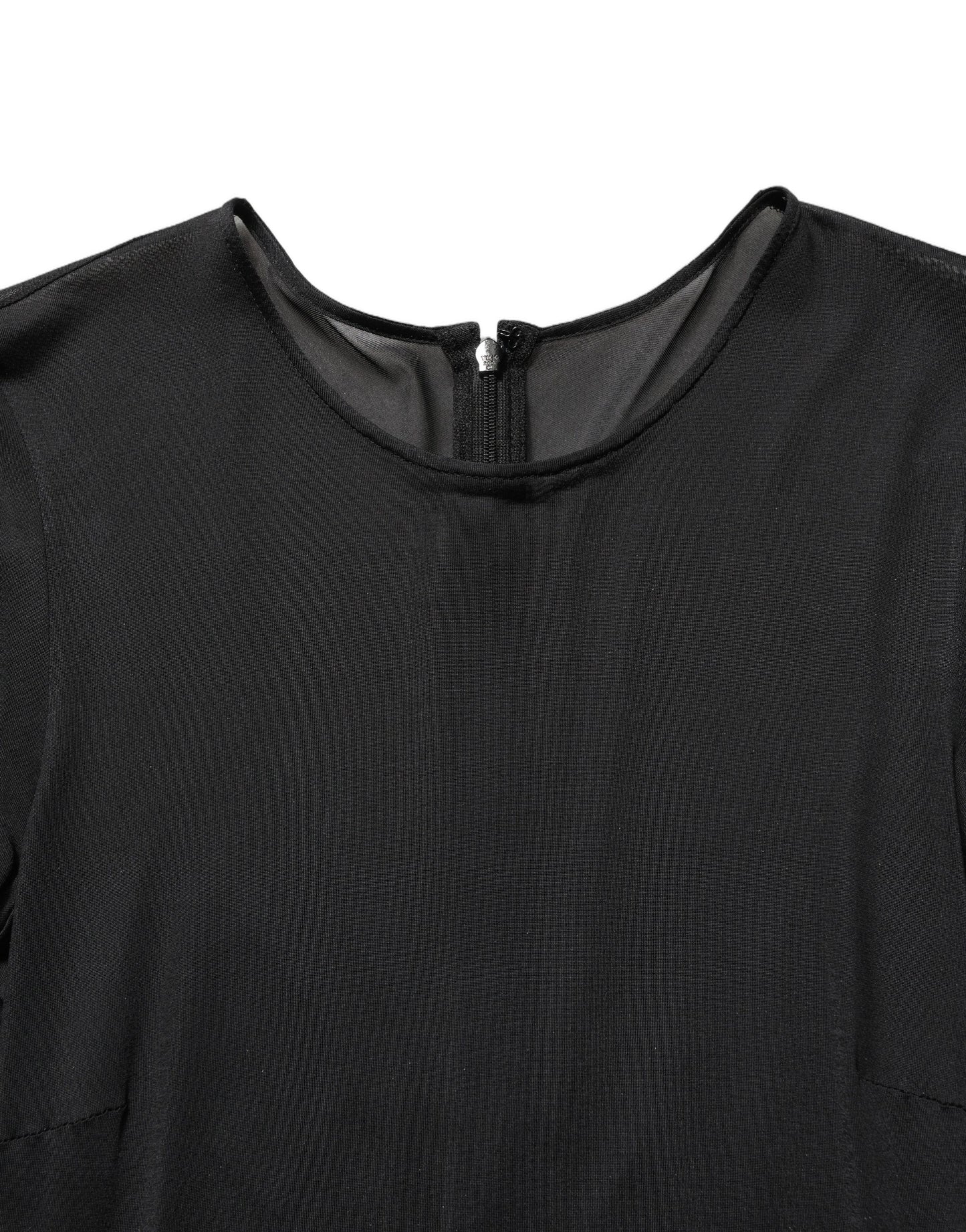 Dolce & Gabbana Black Sheer Long Sleeves Sheath Midi Dress