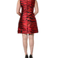 Dolce & Gabbana Red Black Tiger Print Jacquard Flared Dress