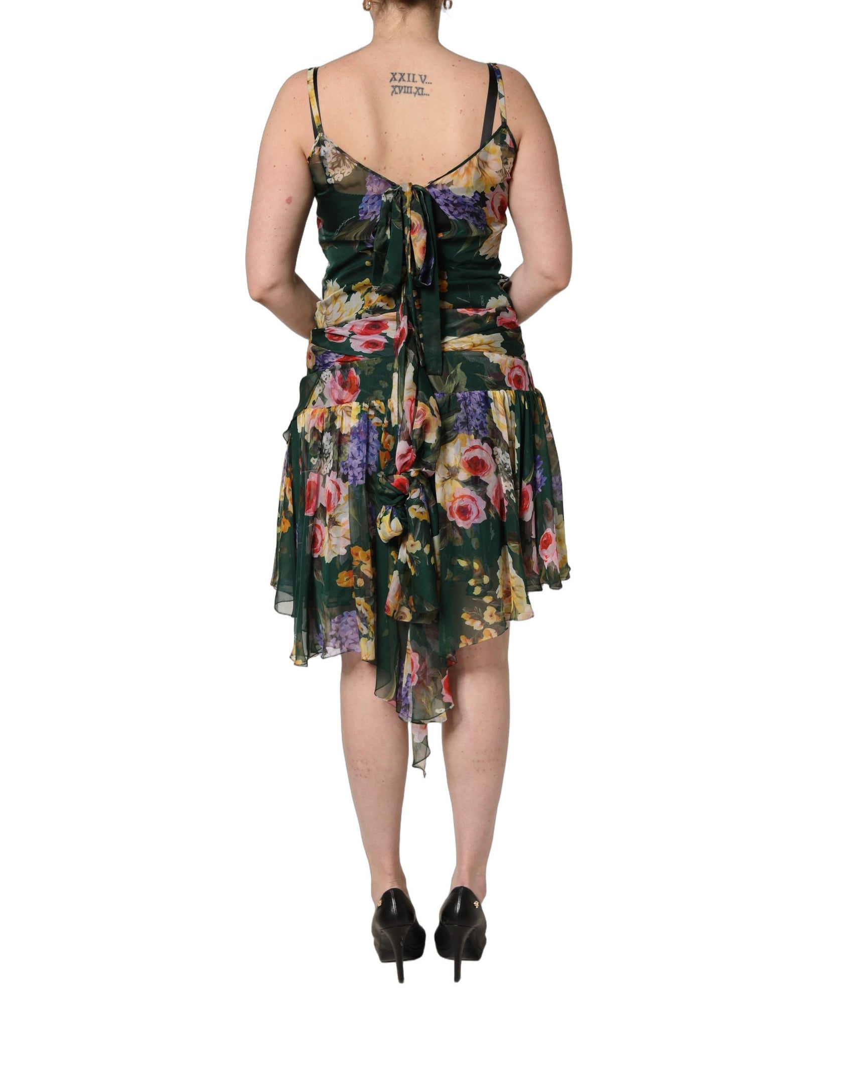 Dolce & Gabbana Multicolor Floral Print Sleeveless Mini Dress