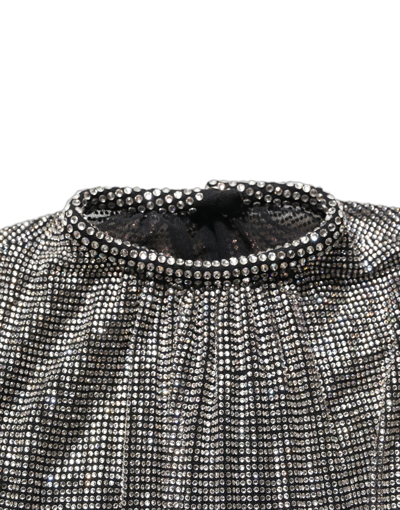 Dolce & Gabbana Silver Rhinestones Long Sleeves Bodysuit Mini Dress