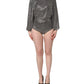 Dolce & Gabbana Silver Rhinestones Long Sleeves Bodysuit Mini Dress