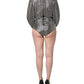 Dolce & Gabbana Silver Rhinestones Long Sleeves Bodysuit Mini Dress