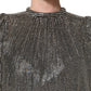 Dolce & Gabbana Silver Rhinestones Long Sleeves Bodysuit Mini Dress