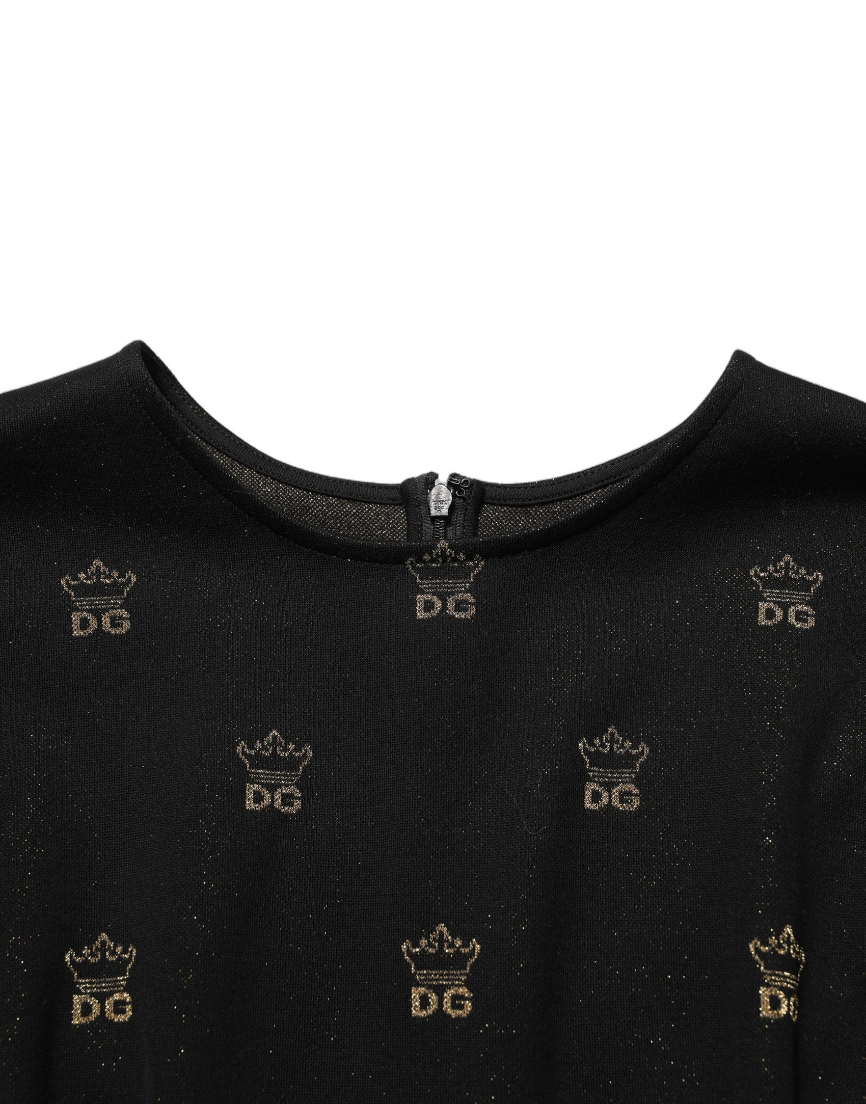 Dolce & Gabbana Black DG Crown Short-Sleeve Sheath Dress