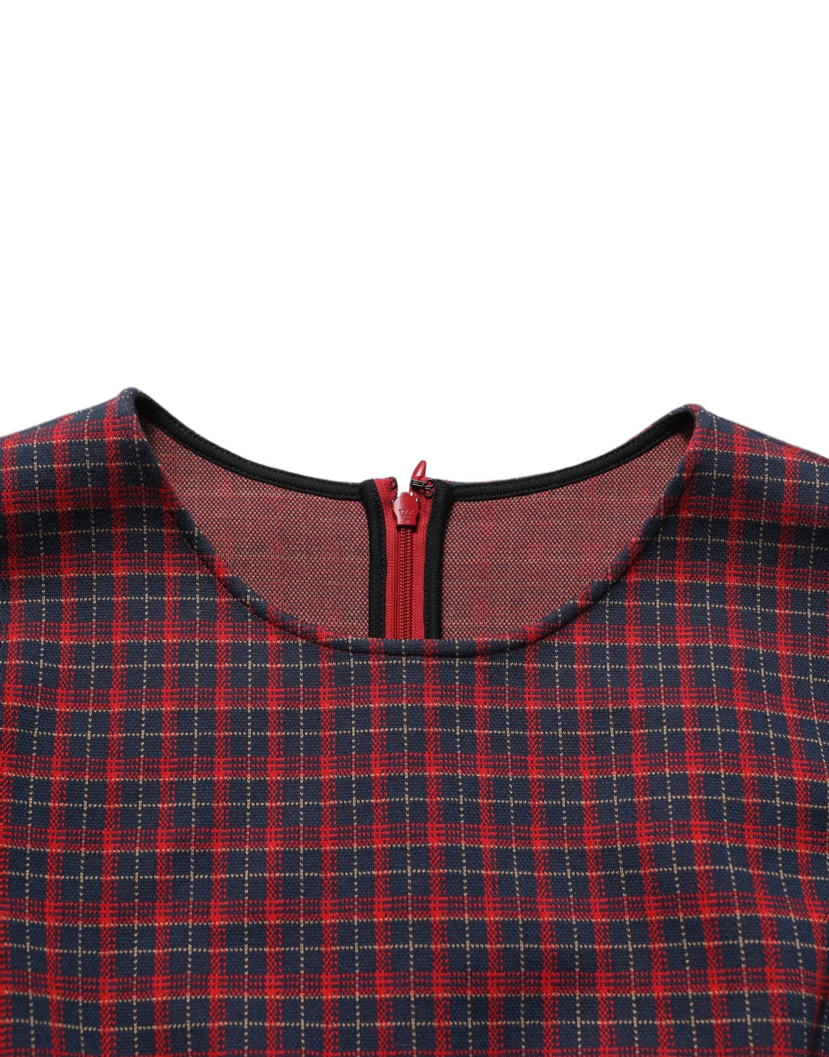 Dolce & Gabbana Red Black Checkered ShortSleeve Sheath Dress