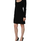 Roberto Cavalli Black Long Sleeves Scoop Neck Mini Dress