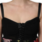 Dolce & Gabbana Black Sleeveless Bustier Floral Print Tiered Dress