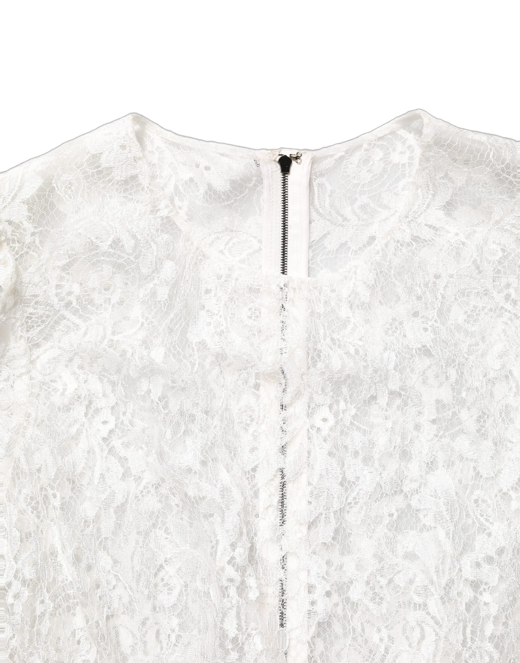 Dolce & Gabbana White Lace Top Embellished Black Skirt Dress