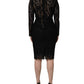 Dolce & Gabbana Black Crystal Embellished Sheath Midi Dress