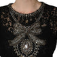 Dolce & Gabbana Black Crystal Embellished Sheath Midi Dress
