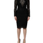Dolce & Gabbana Black Crystal Embellished Sheath Midi Dress