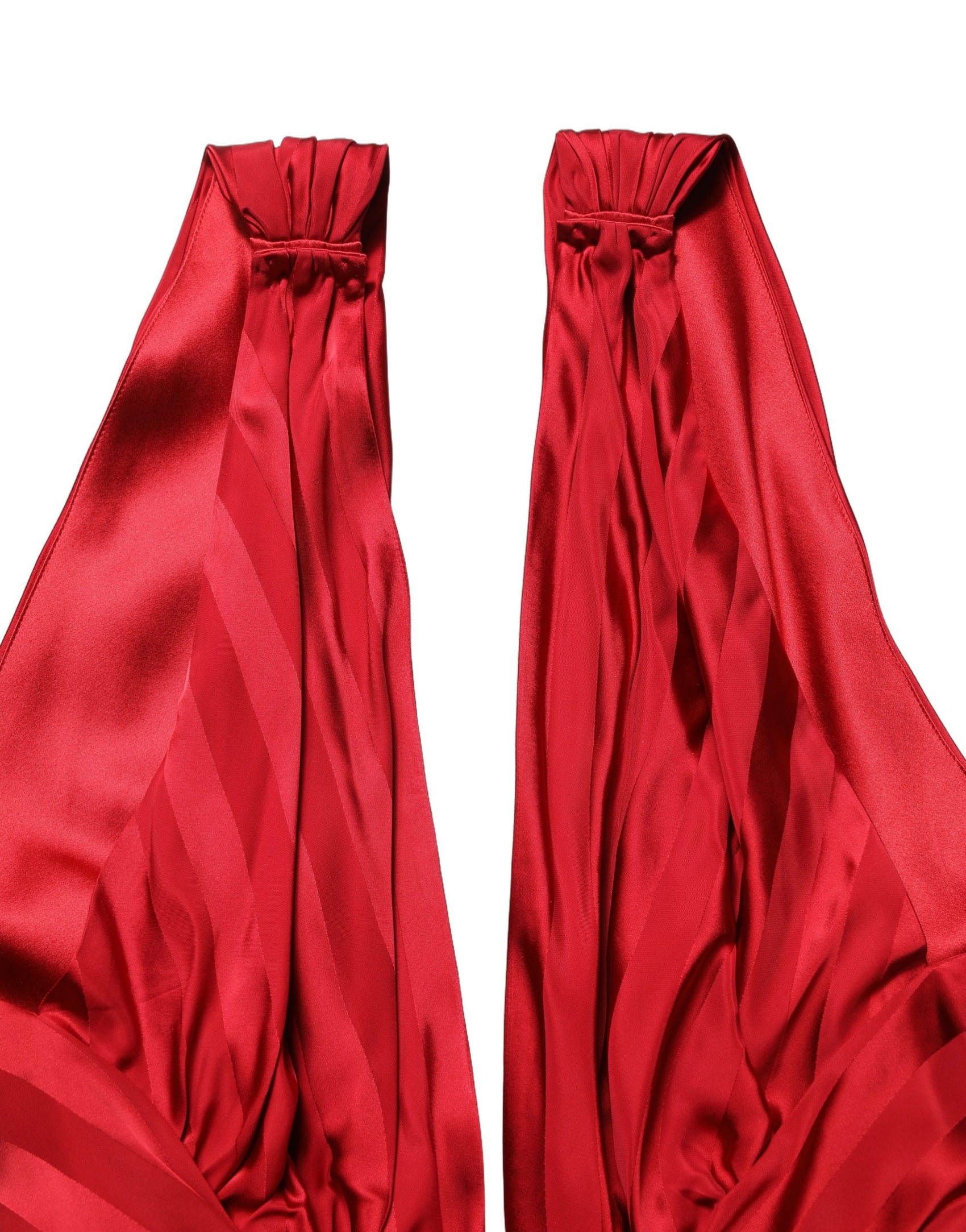 Dolce & Gabbana Red Plunging HalterNeck Draped Jumpsuit Dress