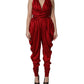 Dolce & Gabbana Red Plunging HalterNeck Draped Jumpsuit Dress