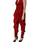 Dolce & Gabbana Red Plunging HalterNeck Draped Jumpsuit Dress