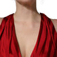 Dolce & Gabbana Red Plunging HalterNeck Draped Jumpsuit Dress