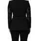 Dolce & Gabbana Black Wool DoubleBreasted Lace Sleeve Jacket