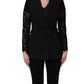 Dolce & Gabbana Black Wool DoubleBreasted Lace Sleeve Jacket