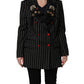 Dolce & Gabbana Black Stripe Double-Breasted Blazer Jacket