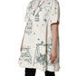 Dolce & Gabbana White Jacquard Garden Print Coat Jacket