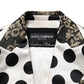 Dolce & Gabbana White Brocade Polka-Dot Print Blazer Jacket