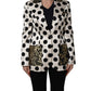 Dolce & Gabbana White Brocade Polka-Dot Print Blazer Jacket