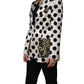 Dolce & Gabbana White Brocade Polka-Dot Print Blazer Jacket