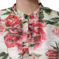 Dolce & Gabbana Multicolor Peony Print Polyester Coat Jacket