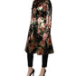 Dolce & Gabbana Black Floral Belted Polyester Trench Coat Jacket