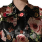 Dolce & Gabbana Black Floral Belted Polyester Trench Coat Jacket
