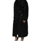 Dolce & Gabbana Black Belted Sheepskin Trench Coat Jacket
