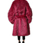 Dolce & Gabbana Fuchsia Belted Faux-Fur Trench Coat Jacket