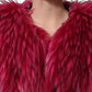 Dolce & Gabbana Fuchsia Belted Faux-Fur Trench Coat Jacket