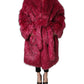Dolce & Gabbana Fuchsia Belted Faux-Fur Trench Coat Jacket