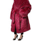 Dolce & Gabbana Fuchsia Belted Faux-Fur Trench Coat Jacket
