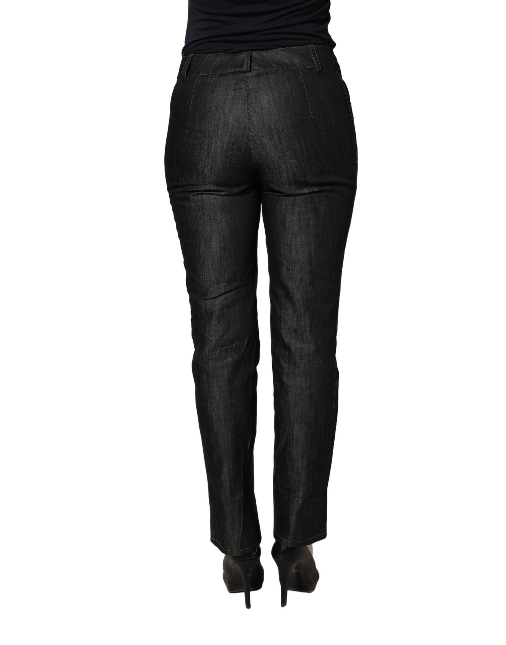BENCIVENGA Black Cotton Mid Waist Skinny Denim Trouser Jeans