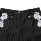 Dolce & Gabbana Black Lace Applique Pinstripe Cropped Pants