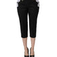 Dolce & Gabbana Black Lace Applique Pinstripe Cropped Pants