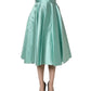 Dolce & Gabbana Green Satin High-Waisted Pleated A-line Midi Skirt