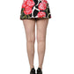 Dolce & Gabbana Black Pink Carnation Floral Print Jacquard Mini Skirt