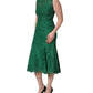 Dolce & Gabbana Green Floral Lace Cotton Sleeveless Midi Dress