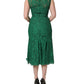 Dolce & Gabbana Green Floral Lace Cotton Sleeveless Midi Dress
