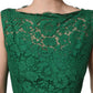 Dolce & Gabbana Green Floral Lace Cotton Sleeveless Midi Dress