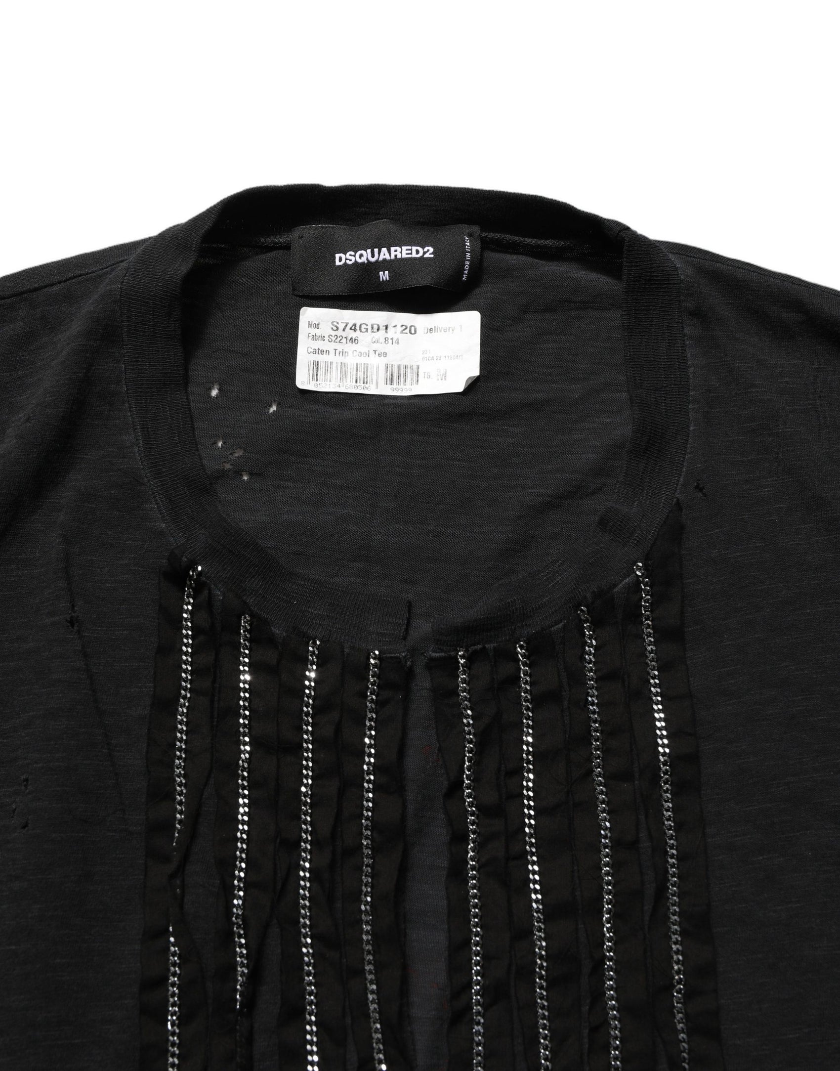 Dsquared² Black Chain Embellished Cotton Short Sleeve T-shirt